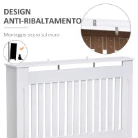 Copritermosifone a Doghe in MDF per Casa e Ufficio, 112x19x81 cm, Bianco