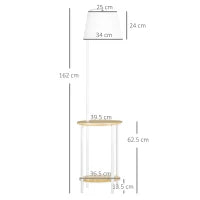 Lampada da Terra Moderna con Tavolino a 2 Livelli per Soggiorno e Camera da Letto, 43L x 39.5P x 162A cm
