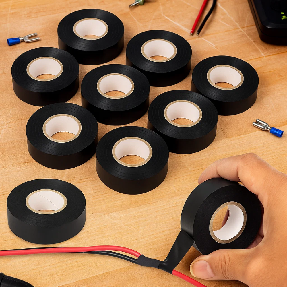 Kit nastro isolante in pvc autoestinguente multicolore per impianti sicuri *** colore nero, dimensioni 25 mm x 25 mt ...