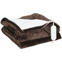 Coperta Elettrica 180x130 cm 10 Livelli di Temperatura Timer Lavabile in Lavatrice, Display LED Marrone