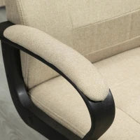 Sedia da Ufficio in Lino, Regolabile in Altezza, Funzione Dondolo, 5 Ruote, Beige