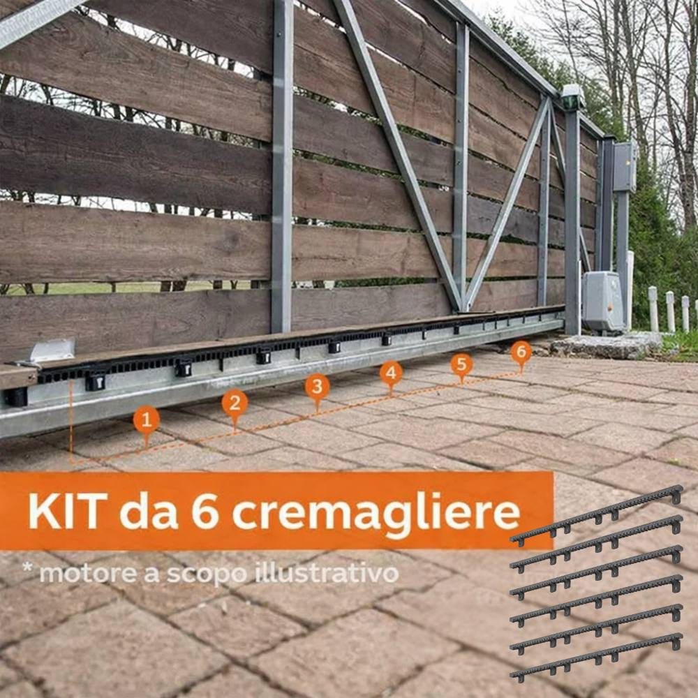 Kit 6 cremagliere nylon m4 con inserto metallico per cancelli scorrevoli