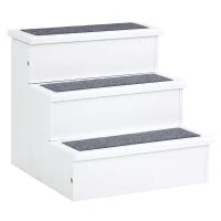 Scaletta per Cani a 3 Gradini con Tappeto Antiscivolo e Spazio Interno, 40.5x44.5x38cm, Bianco