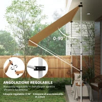 Tenda da Sole a Bracci 3x1.5m con Manovella e Struttura Telescopica, Arancione e Bianco