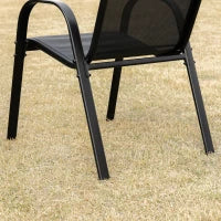 Sedie da Giardino Set 4 Pezzi con Braccioli, in Metallo e Tessuto Traspirante, 70x54x90cm, Nero