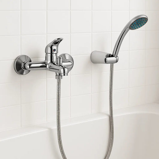 Miscelatore rubinetto esterno vasca europa in ottone cromato con set doccia