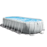 26798NP - Piscina Prisma Ovale 610X305X122 Cm Con Pompa Filtro, Scaletta Doppia, Telo Base, Copertura