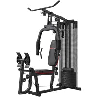 Stazione Fitness Multifunzione con 45 kg di Pesi per Home Gym, 160x108x200 cm, Nero