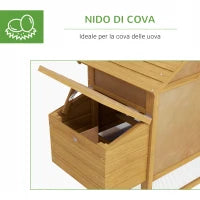 Pollaio Prefabbricato in Legno per 2 Galline con Recinzione e Nido per Cova, 150.5x54x87cm