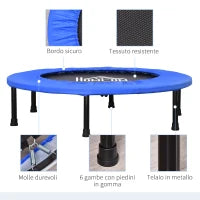 Trampolino Elastico per Allenamento con 30 Molle, in Acciaio, Plastica e PP, Ø91x22.5 cm, Nero e Blu