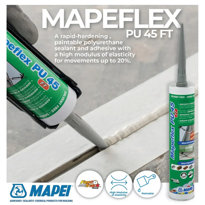 Mapeflex pu 45 ft adesivo e sigillante poliuretanico elastico 300 ml *** colore- bianco - 100, confezione 1