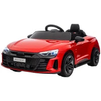 Macchina Elettrica per Bambini 5 Anni max Licenza Audi con Pulsanti, Cinture e Fari, 103x58x41 cm, Rossa e Nera