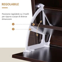 Scarpiera Salvaspazio da 24 Paia con Mensole Regolabili e 4 Cassetti, in Legno, 120x24x81cm, Marrone