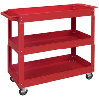 DURHAND Carrello Portautensili a 3 Livelli, 4 Ruote, Acciaio, 83L x 35,3P x 76A cm, Rosso