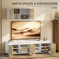 Set 2 Pezzi in Truciolato, Mobile TV max 70" 160x39x43 cm e Mobile Multiuso a Parete 80x35x40 cm
