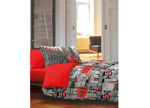 Copripiumino Sacco Piumone 100% Cotone Disegno City Londra New York OB - Singolo - Londra