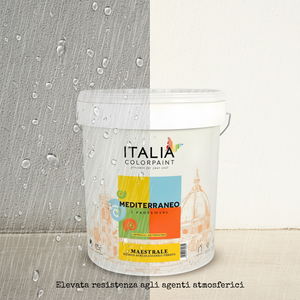 Idropittura quarzo acrilsilossanico fibrato mediterraneo maestrale bianco *** formato 14 lt, confezione 1