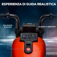 Moto Elettrica per Bambini 18-36 Mesi con Rotelle e Fanale, 76x42x57 cm, Rosso e Nero