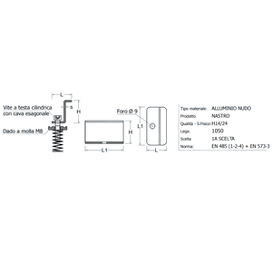 Morsetto laterale altezza 30mm alluminio per impianto fotovoltaico
