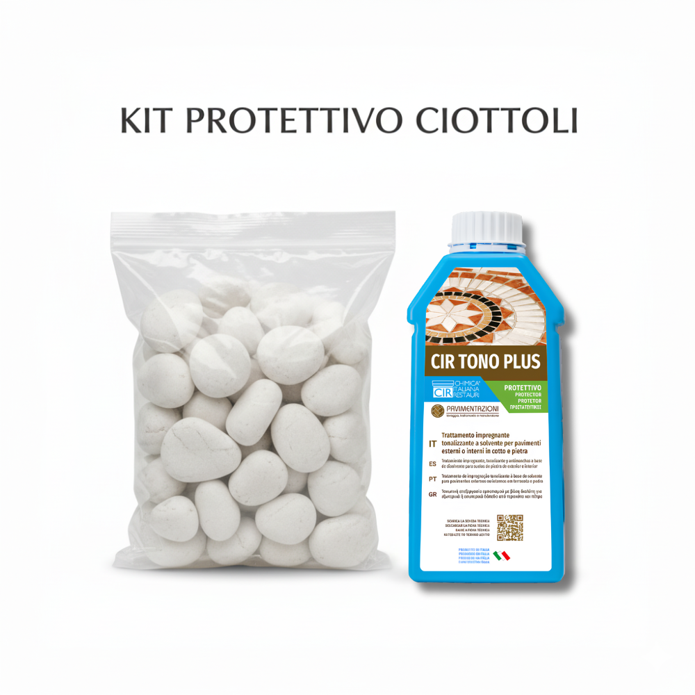 Ciottoli bianco carrara con protettivo effetto bagnato brillante – cir tono plus *** misura 25/40, formato 25 kg + ...