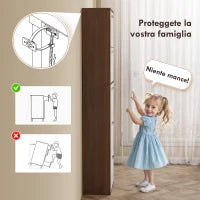 Scarpiera Slim a 5 Livelli con 2 Ripiani per Livello, in MDF, 60x28x189 cm, Bianco e Marrone