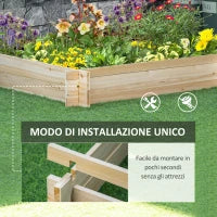 Letto per Orto e Giardino in Legno di Abete, Montaggio Senza Viti, 100x100x16cm