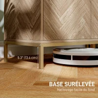 Mobile da ripostiglio con 2 ante a spina di pesce, mensola regolabile e piedi in acciaio, dim. 78 x 40 x 78 cm, quercia