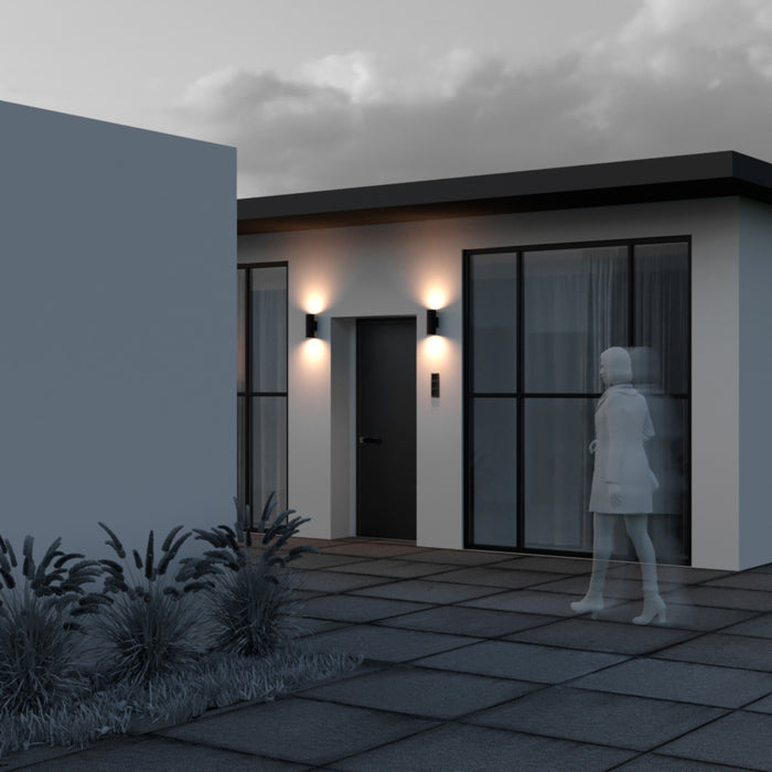 Lampada Da Parete Moderna Da Esterno Metallo Grafite Luce Led 24W Ip65