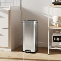 Pattumiera a Pedale da 30L con Secchio Rimovibile, in Metallo e PP, 29x36x59.5 cm, Argento