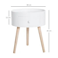 Tavolino da Salotto Moderno in Legno, Tavolino Rotondo con Cassetto, Tavolino da Caffè per Soggiorno e Camera, Bianco