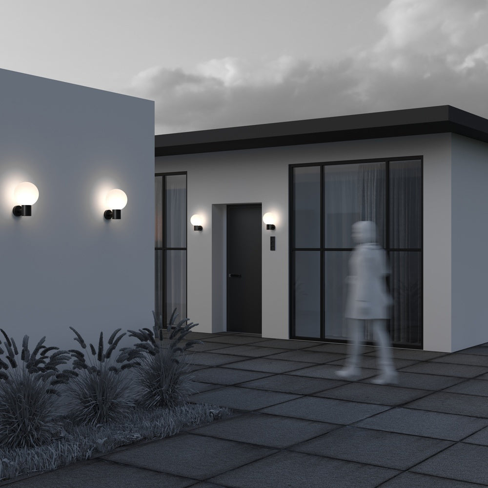 Lampada Da Parete Moderna Per Esterno Alluminio Nero 1 Luce E27 60W Ip54