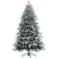 Albero di Natale Innevato 182.88cm con 2531 Rami Alto e Stretto con Base Pieghevole, Verde