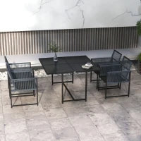 Set da Giardino 5 Pezzi con 1 Tavolo, 4 Sedie, Ideale per Pranzo all'Aperto, Resistente alle Intemperie, Grigio
