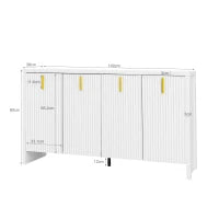 Credenza Moderna con 4 Ante e Ripiani Regolabili, Maniglie Dorate, per Soggiorno e Cucina, 140x38x80 cm, Bianco