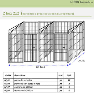 2 box in linea da 2x2 metri con predisposizione alla copertura con zincatura a caldo