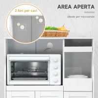 Credenza Cucina Salvaspazio con 2 Armadietti e 2 Ripiani Estraibili in Legno, 84x39x109 cm, Bianco