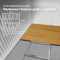 Casetta da Giardino con 2 Porte Scorrevoli e 4 Prese d'Aria, in Acciaio, 322x277x192 cm, Grigio