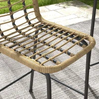 Set da Bar da 3 Pezzi con 1 Tavolo Alto Rotondo e 2 Sgabelli Rotondi con Poggiapiedi, per 2 Persone, Design Bohémien, in Metallo, Naturale