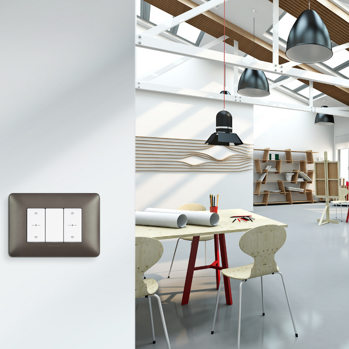 Bticino matix placca 3 posti tecnopolimero colorata am4803 *** colore oro gold, confezione 1