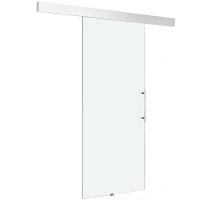 Porta Scorrevole Interna in Vetro Smerigliato con Binario B1 e Maniglia per Bagno Cucina Studio Vetro 205x 90x 0.8cm