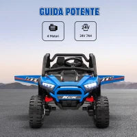 Macchina Elettrica per Bambini 3-8 Anni 24V con Guida Manuale e Telecomando, Velocità 5-7km/h, Blu