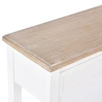 Tavolo Consolle Bianco e Color Legno con Cassetto e 2 Ripiani, Tavolino Salvaspazio in MDF, 75.6 x 27.5 x 80.5cm