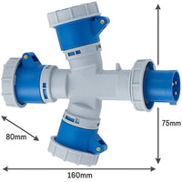 Ecova 20564 adattatore industriale spina cee 16a tre prese 2p+t ip67