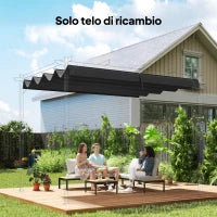 Copertura per Gazebo Pergola con 8 Fori di Drenaggio, in Poliestere UV30+, 286x245 cm, Grigio Scuro