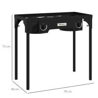 Fornello a Gas da Campeggio con 2 Bruciatori 150,000 BTU in Metallo con Gambe Rimovibili, Nero