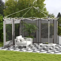 Set 2 Pareti per Gazebo 3x6m e 3x3 m in Tessuto Oxford con Finestre e Cerniere, 295x195cm, Grigio