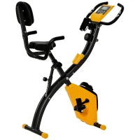 Cyclette Pieghevole con Resistenza Magnetica 8 Livelli, Sensore di Frequenza Cardiaca, Volano 2.5kg, Giallo