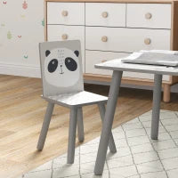 Set Tavolino e 2 Sedie per Bambini 3-8 Anni in MDF e Legno di Pino, Grigio