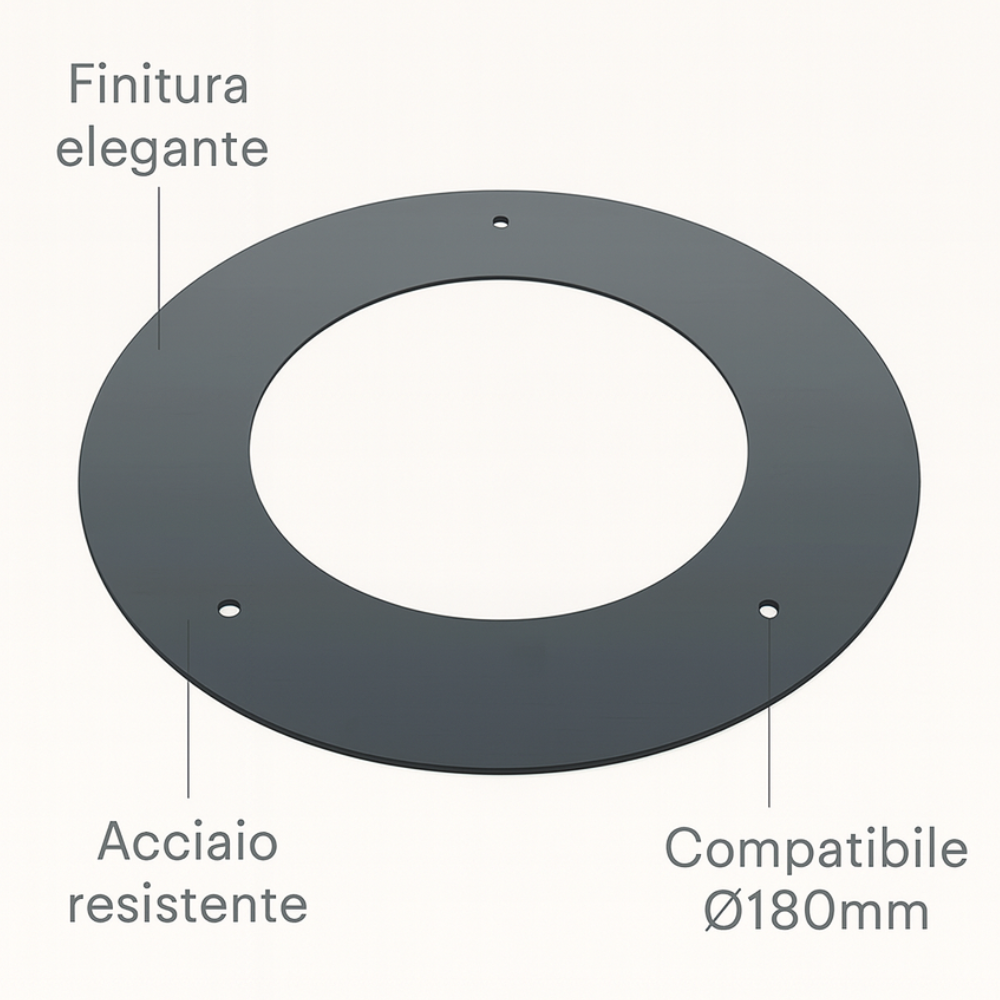 Rosone finitura arredo alluminio canale fumo stufa pellet abbellimento parete *** misura Ø 180, confezione 1