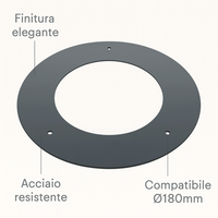 Rosone finitura arredo alluminio canale fumo stufa pellet abbellimento parete *** misura Ø 180, confezione 1
